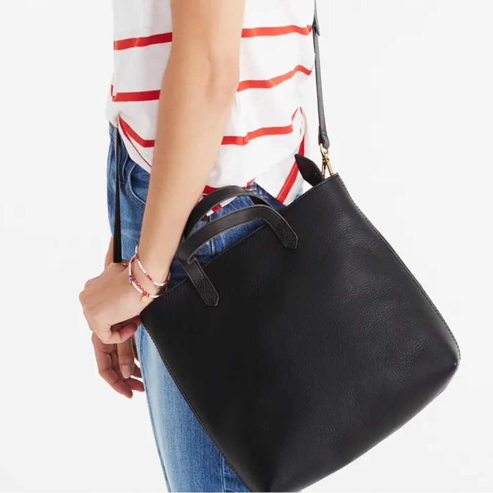 Madewell Black Leather Crossbody Tote